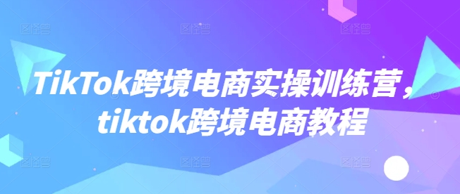 图片[1]-【2025.02.25】TikTok跨境电商实操训练营，tiktok跨境电商教程-芽米宝库