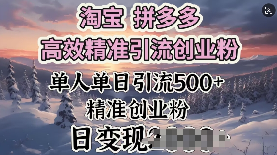 图片[1]-【2025.02.22】淘宝拼多多高效精准引流创业粉，单人单日引流500+创业粉，日变现多张-芽米宝库