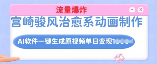 【2025.02.18】宫崎骏风治愈系动画制作，AI软件一键生成原创视频流量爆炸，单日变现多张，详细实操流程百度网盘免费下载-芽米宝库