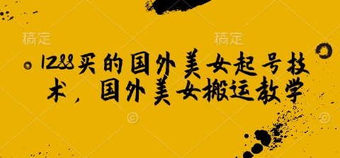 【2025.02.15】1288买的国外美女起号技术，国外美女搬运教学百度网盘免费下载-芽米宝库
