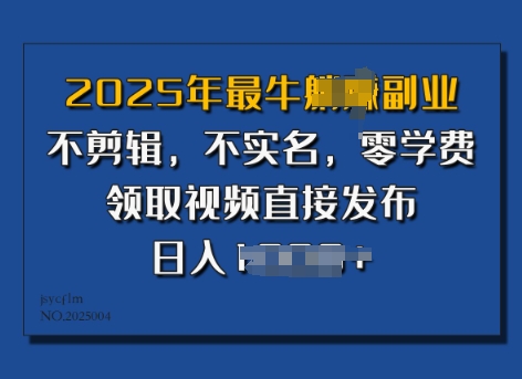 图片[1]-【2025.02.12】2025年最牛副业，不剪辑，不实名，零学费，零粉可做，领取视频直接发布，有播放就有收益百度网盘免费下载-芽米宝库