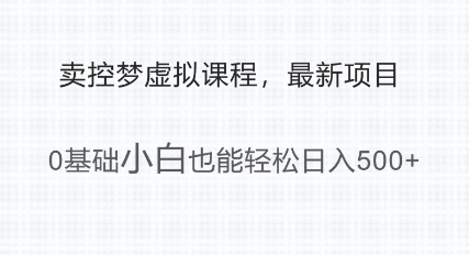 图片[1]-【2025.02.11】最新小众项目，利用人们猎奇的心理卖控梦虚拟课程，0基础小白也能轻松日入500+百度网盘免费下载-芽米宝库