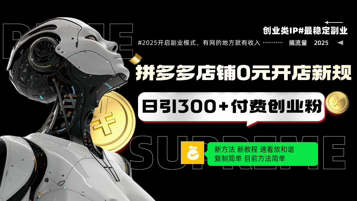 【2025.02.07】拼多多店铺0元开店新规，日引300+付费创业粉，目前方法简单复制粘贴可矩阵百度网盘免费下载-芽米宝库
