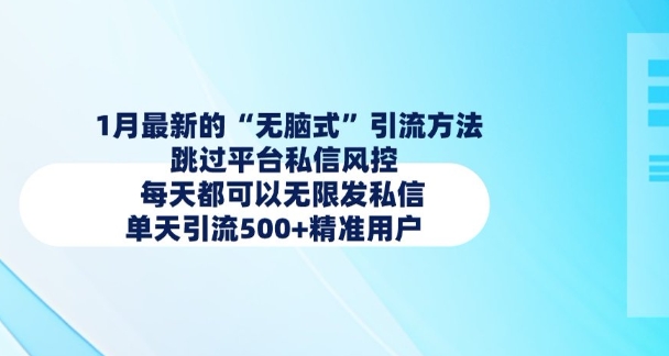 【2025.01.25】1月最新的无脑式引流方法，跳过平台私信风控，每天都可以无限发私信，单天引流500+精准用户百度网盘免费下载-芽米宝库