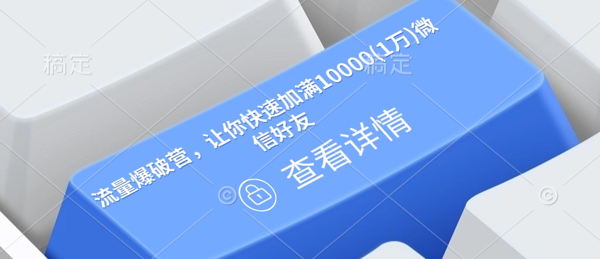 【2025.01.25】流量爆破营，让你快速加满10000(1万)微信好友百度网盘免费下载-芽米宝库
