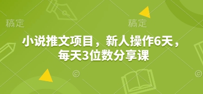 【2025.01.20】小说推文项目，新人操作6天，每天3位数分享课百度网盘免费下载-芽米宝库
