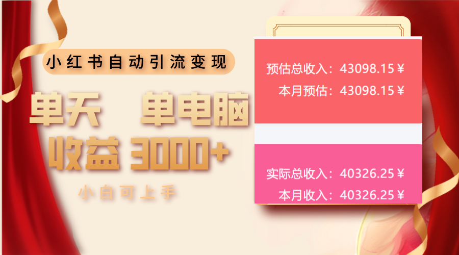 【2025.01.19】小红书自动引流变现 单天单电脑收益3000+ 小白可上手百度网盘免费下载-芽米宝库