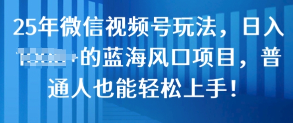 图片[1]-【2025.01.17】25年微信视频号玩法，日入几张的蓝海风口项目，普通人也能轻松上手!百度网盘免费下载-芽米宝库