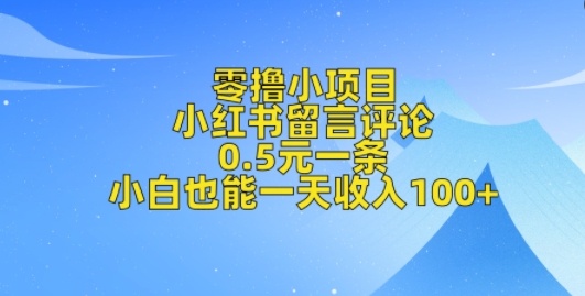 图片[1]-【2025.01.15】零撸小项目，小红书留言评论，0.5元一条，小白也能一天收入100+百度网盘免费下载-芽米宝库