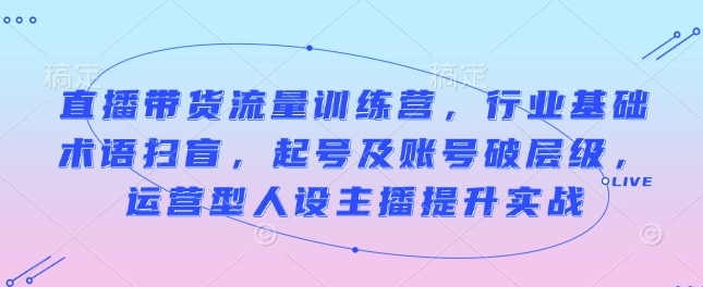 图片[1]-【2025.01.09】直播带货流量训练营，行业基础术语扫盲，起号及账号破层级，运营型人设主播提升实战百度网盘免费下载-芽米宝库