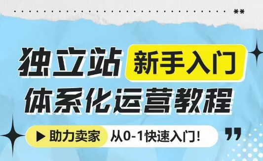 【2025.01.06】独立站新手入门体系化运营教程，助力独立站卖家从0-1快速入门!百度网盘免费下载-芽米宝库