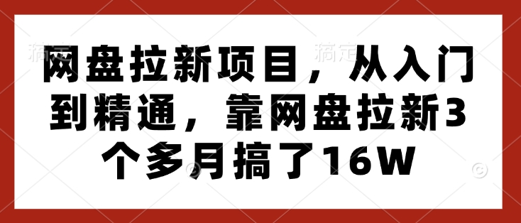 【2025.01.01】网盘拉新项目，从入门到精通，靠网盘拉新3个多月搞了16W百度网盘免费下载-芽米宝库
