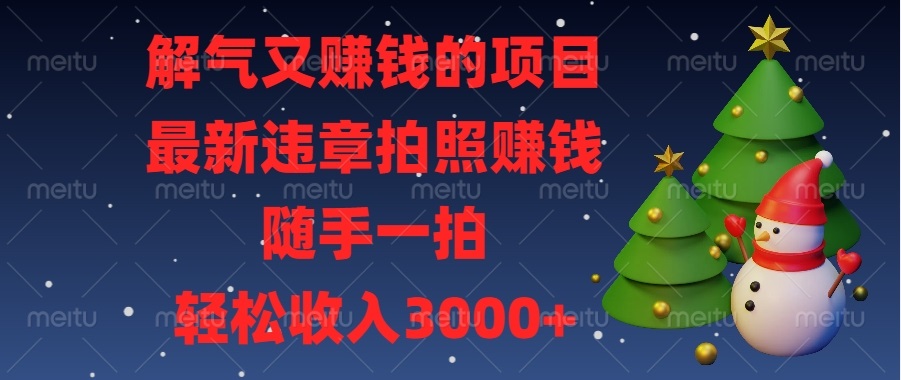 【2024.12.26】解气又赚钱的项目，最新违章拍照赚钱，随手一拍，轻松收入3000+百度网盘免费下载-芽米宝库