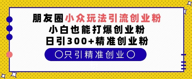 【2024.12.22】朋友圈小众玩法引流创业粉，小白也能打爆创业粉，日引300+精准创业粉百度网盘免费下载-芽米宝库
