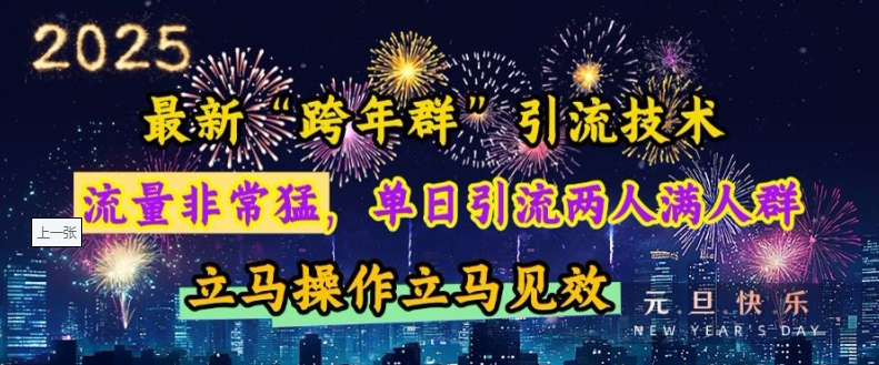 【2024.12.21】最新“跨年群”引流，流量非常猛，单日引流两个满人群，立马操作立马见效百度网盘免费下载-芽米宝库