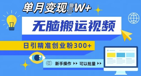 图片[1]-【2024.12.21】无脑搬运视频号可批量复制，新手即可操作，日引精准创业粉300+，月变现过W百度网盘免费下载-芽米宝库