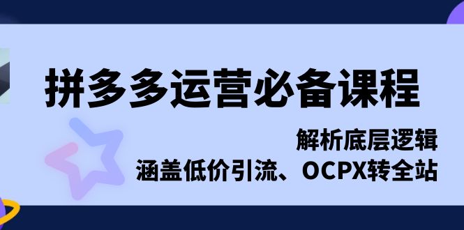 【2024.12.18】拼多多运营必备课程，解析底层逻辑，涵盖低价引流、OCPX转全站百度网盘免费下载-芽米宝库