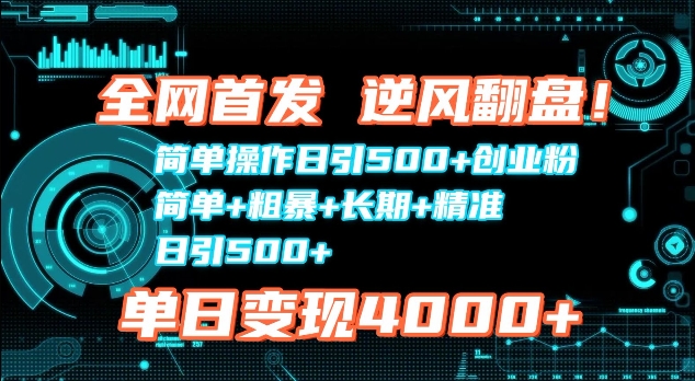 图片[1]-【2024.12.17】全网首发，简单操作日引500+创业粉，简单+粗暴+长期+精准百度网盘免费下载-芽米宝库