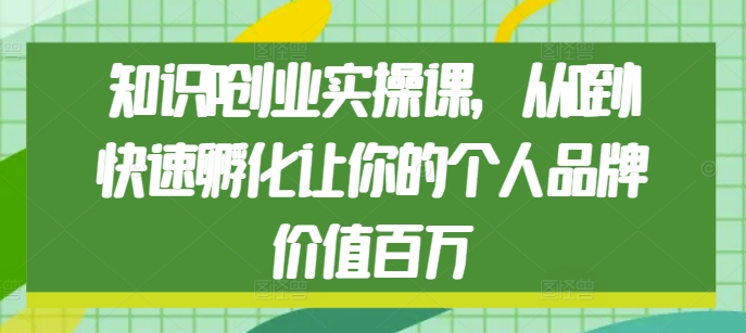 【2024.12.16】知识IP创业实操课，从0到1快速孵化让你的个人品牌价值百万百度网盘免费下载-芽米宝库