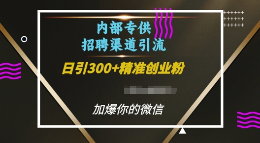 图片[1]-【2024.12.16】内部招聘渠道日引流300+创业粉，加爆你的微信百度网盘免费下载-芽米宝库