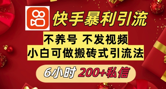 【2024.12.15】利用快手平台6小时不到200+私信，不发视频不养号百度网盘免费下载-芽米宝库
