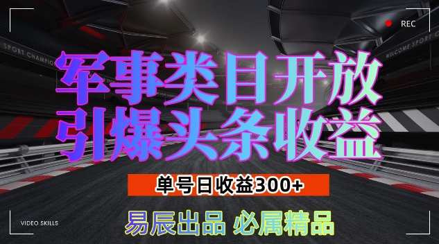 【2024.12.14】军事类目开放引爆头条收益，单号日入300+，新手也能轻松实现收益暴涨百度网盘免费下载-芽米宝库