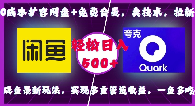 【2024.12.13】0成本扩容网盘+免费会员，卖技术，拉新，咸鱼最新玩法，实现多重管道收益，一鱼多吃，轻松日入500+百度网盘免费下载-芽米宝库