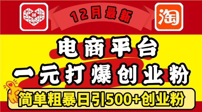 图片[1]-【2024.12.13】12月最新：电商平台1元打爆创业粉，简单粗暴日引500+精准创业粉，轻松月入过W百度网盘免费下载-芽米宝库