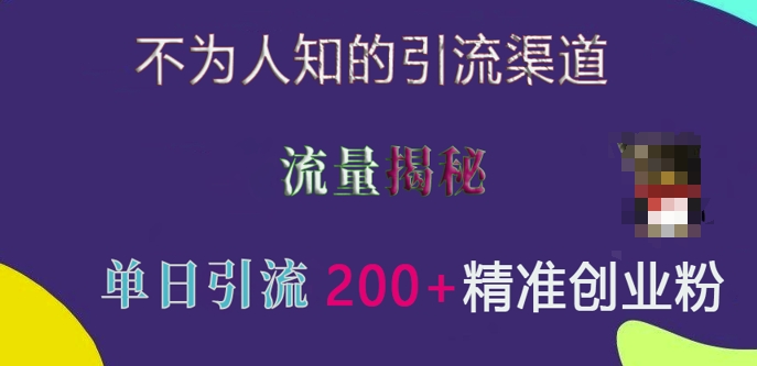【2024.12.11】不为人知的引流渠道，流量揭秘，实测单日引流200+精准创业粉百度网盘免费下载-芽米宝库