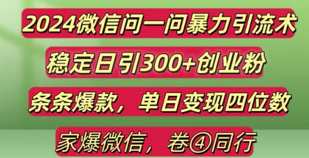 图片[1]-【2024.12.08】2024最新微信问一问暴力引流300+创业粉，条条爆款单日变现四位数百度网盘免费下载-芽米宝库