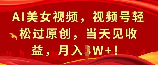 【2024.12.06】AI美女视频，视频号轻松过原创，当天见收益，月入过万百度网盘免费下载-芽米宝库