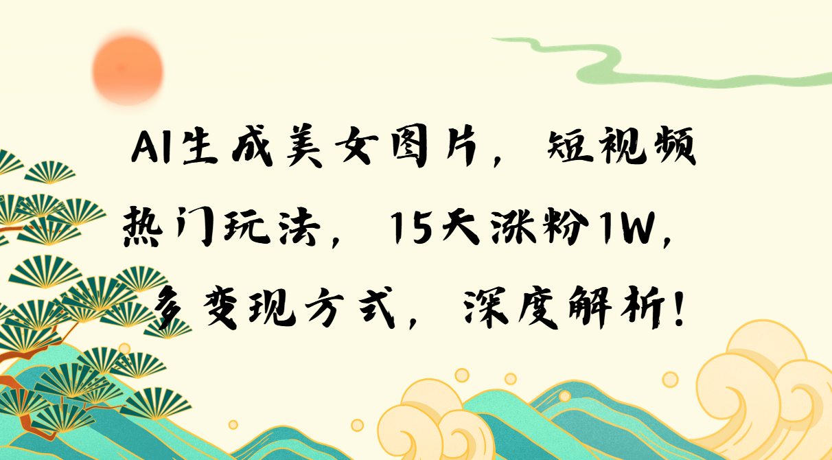 图片[1]-【2024.12.06】AI生成美女图片，短视频热门玩法，15天涨粉1W，多变现方式，深度解析!百度网盘免费下载-芽米宝库
