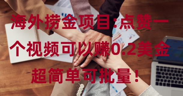 【2024.12.02】海外捞金项目点赞一个视频可以赚0.2美金，超简单可批量!百度网盘免费下载-芽米宝库