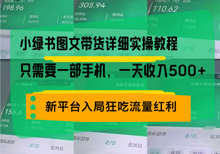 【2024.11.30】小绿书图文带货详细实操教程，只需要一部手机，一天收入500+，轻松变现百度网盘免费下载-芽米宝库