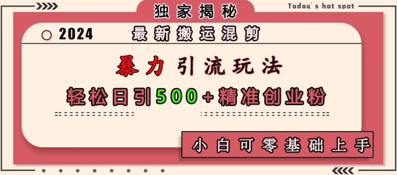 图片[1]-【2024.11.29】最新搬运混剪暴力引流玩法，轻松日引500+精准创业粉，小白可零基础上手百度网盘免费下载-芽米宝库