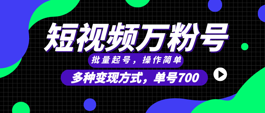 【2024.11.29】短视频快速涨粉，批量起号，单号700，多种变现途径，可无限扩大来做百度网盘免费下载-芽米宝库