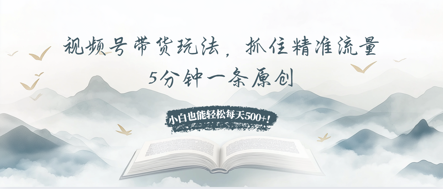 图片[1]-【2024.11.29】视频号带货玩法，抓住精准流量，5分钟一条原创，小白也能轻松每天500+百度网盘免费下载-芽米宝库