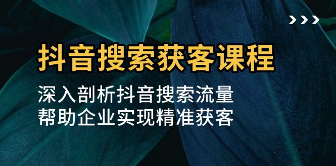 【2024.11.27】抖音搜索获客课程：深入剖析抖音搜索流量，帮助企业实现精准获客百度网盘免费下载-芽米宝库