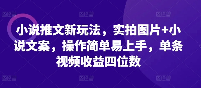 图片[1]-【2024.11.26】小说推文新玩法，实拍图片+小说文案，操作简单易上手，单条视频收益四位数百度网盘免费下载-芽米宝库