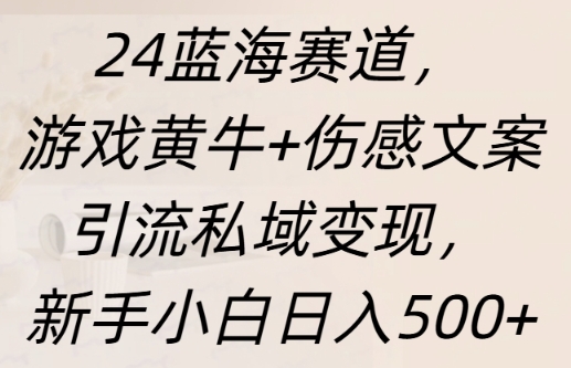 图片[1]-【2024.11.26】蓝海赛道，游戏黄牛+伤感文案引流私域变现，新手小白日入多张百度网盘免费下载-芽米宝库