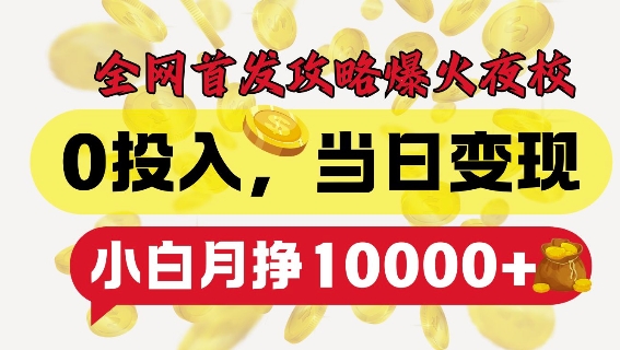【2024.11.24】全网首发爆火夜校，0投入，当日变现，小白轻松月入1w+百度网盘免费下载-芽米宝库