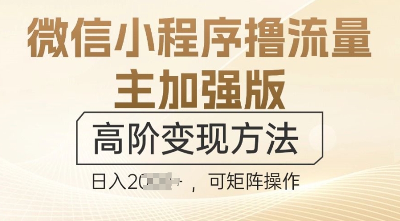 图片[1]-【2024.11.19】微信小程序撸流量主加强版，高阶变现方法，日收益多张百度网盘免费下载-芽米宝库