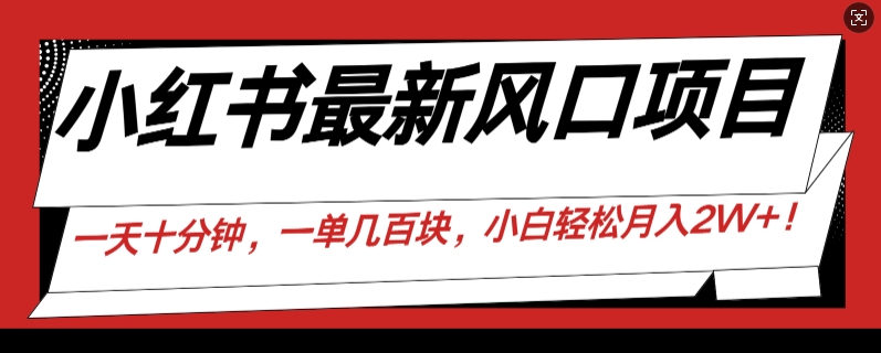图片[1]-【2024.11.18】小红书最新风口项目，一天只用10分钟，一单几百块，小白简单无脑操作!百度网盘免费下载-芽米宝库