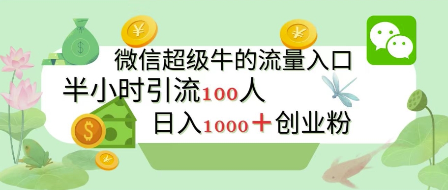 图片[1]-【2024.11.17】新的引流变现阵地，微信超级牛的流量入口，半小时引流100人，日入1000+创业粉百度网盘免费下载-芽米宝库