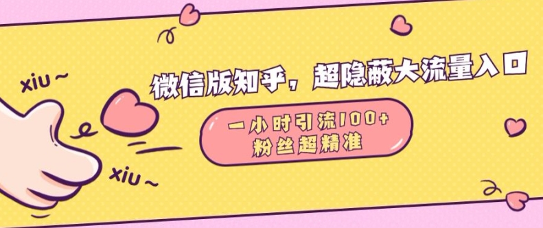 图片[1]-【2024.11.16】微信版知乎，超隐蔽流量入口1小时引流100人，粉丝质量超高百度网盘免费下载-芽米宝库