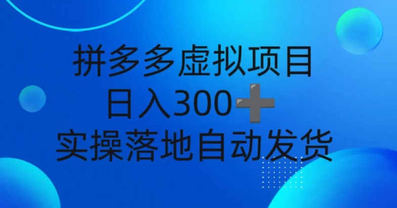 图片[1]-【2024.11.15】拼多多虚拟项目，新人日入300+，自动发货，实操落地可批量放大百度网盘免费下载-芽米宝库