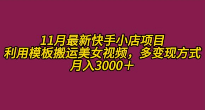 【2024.11.11】11月K总部落快手小店情趣男粉项目，利用模板搬运美女视频，多变现方式月入3000+百度网盘免费下载-芽米宝库