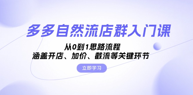 【2024.11.11】多多自然流店群入门课，从0到1思路流程，涵盖开店、加价、截流等关键环节百度网盘免费下载-芽米宝库