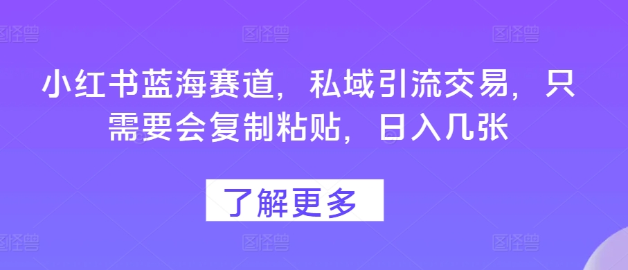 图片[1]-【2024.11.10】小红书蓝海赛道，私域引流交易，只需要会复制粘贴，日入几张百度网盘免费下载-芽米宝库