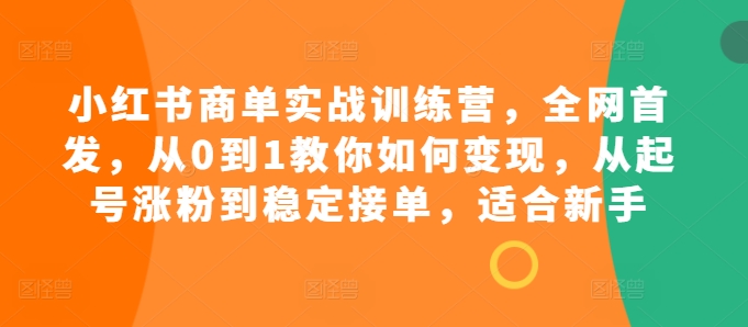 【2024.11.08】小红书商单实战训练营，全网首发，从0到1教你如何变现，从起号涨粉到稳定接单，适合新手百度网盘免费下载-芽米宝库